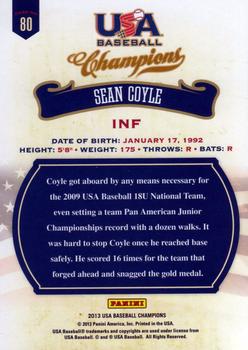 2013 Panini USA Baseball Champions #80 Sean Coyle Back