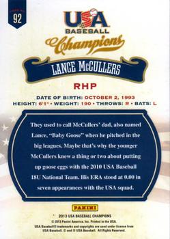 2013 Panini USA Baseball Champions #92 Lance McCullers Back