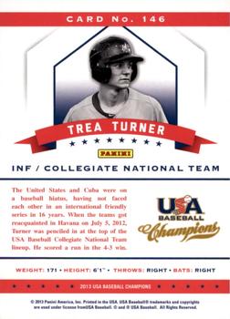 2013 Panini USA Baseball Champions #146 Trea Turner Back