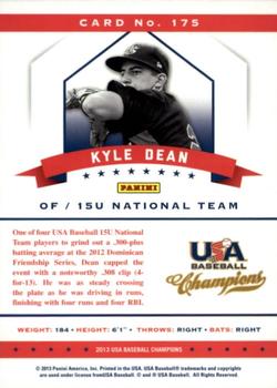 2013 Panini USA Baseball Champions #175 Kyle Dean Back