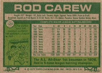 1977 Topps #120 Rod Carew Back