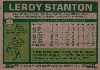 1977 Topps #226 Leroy Stanton Back