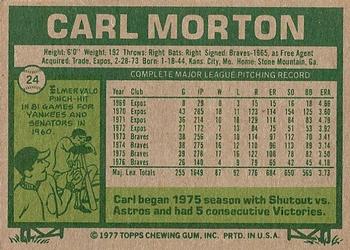 1977 Topps #24 Carl Morton Back