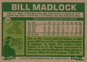 1977 Topps #250 Bill Madlock Back