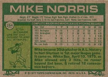 1977 Topps #284 Mike Norris Back