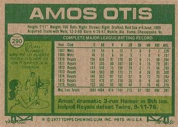 1977 Topps #290 Amos Otis Back