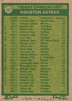 1977 Topps #327 Houston Astros / Bill Virdon Back