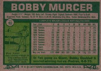 1977 Topps #40 Bobby Murcer Back