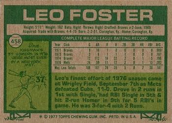 1977 Topps #458 Leo Foster Back