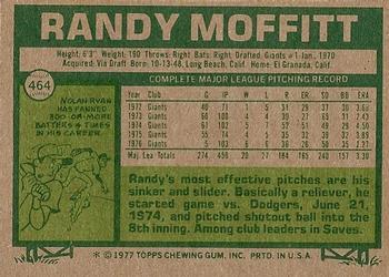 1977 Topps #464 Randy Moffitt Back