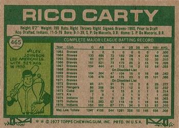 1977 Topps #465 Rico Carty Back