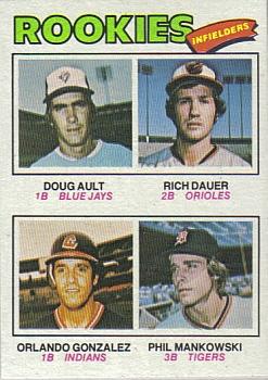 1977 Topps #477 1977 Rookie Infielders (Doug Ault / Rich Dauer / Orlando Gonzalez / Phil Mankowski) Front