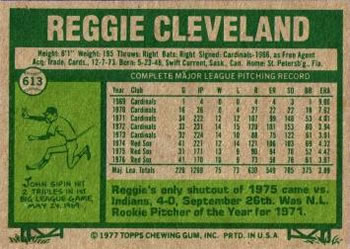 1977 Topps #613 Reggie Cleveland Back