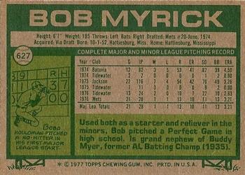 1977 Topps #627 Bob Myrick Back