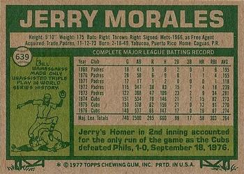 1977 Topps #639 Jerry Morales Back