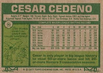 1977 Topps #90 Cesar Cedeno Back