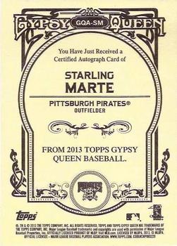 2013 Topps Gypsy Queen - Autographs #GQA-SM Starling Marte Back