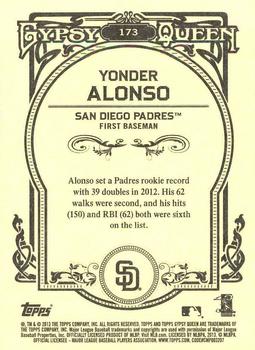 2013 Topps Gypsy Queen - Framed Blue #173 Yonder Alonso Back