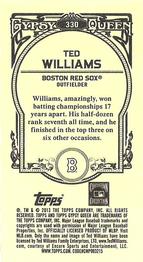 2013 Topps Gypsy Queen - Mini #330 Ted Williams Back