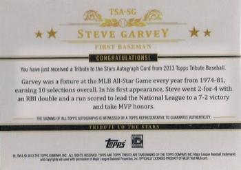 2013 Topps Tribute - Tribute to the Stars Autographs #TSA-SG Steve Garvey Back