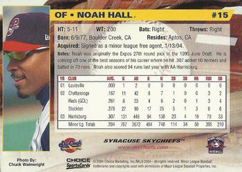 2004 Choice Syracuse SkyChiefs #15 Noah Hall Back