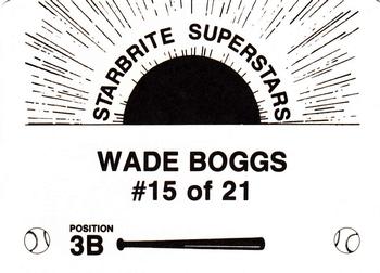 1988 Starbrite Superstars (unlicensed) #15 Wade Boggs Back