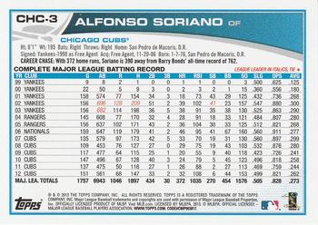 2013 Topps Chicago Cubs #CHC-3 Alfonso Soriano Back