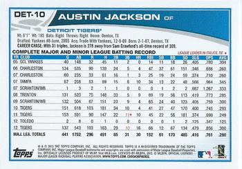 2013 Topps Detroit Tigers #DET10 Austin Jackson Back