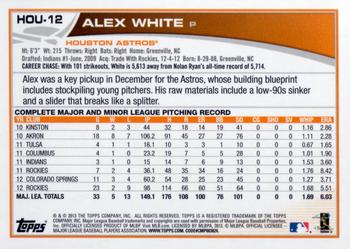 2013 Topps Houston Astros #HOU-12 Alex White Back