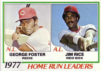 1978 Topps #202 1977 Home Run Leaders (George Foster / Jim Rice) Front