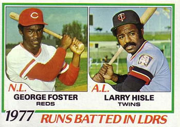 1978 Topps #203 1977 RBI Leaders (George Foster / Larry Hisle) Front