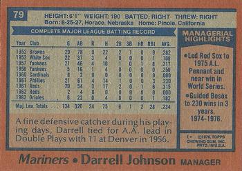 1978 Topps #79 Darrell Johnson Back