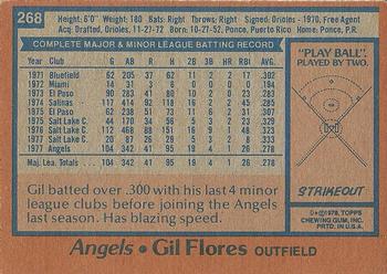 1978 Topps #268 Gil Flores Back
