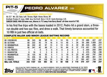 2013 Topps Pittsburgh Pirates #PIT5 Pedro Alvarez Back