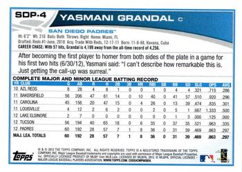 2013 Topps San Diego Padres #SDP4 Yasmani Grandal Back