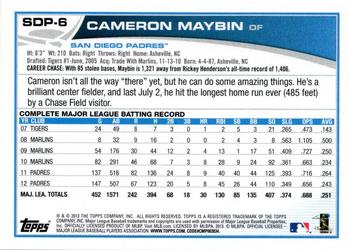 2013 Topps San Diego Padres #SDP6 Cameron Maybin Back