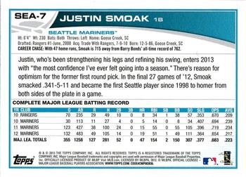 2013 Topps Seattle Mariners #SEA-7 Justin Smoak Back