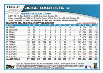 2013 Topps Toronto Blue Jays #TOR-2 Jose Bautista Back