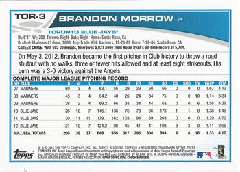 2013 Topps Toronto Blue Jays #TOR-3 Brandon Morrow Back