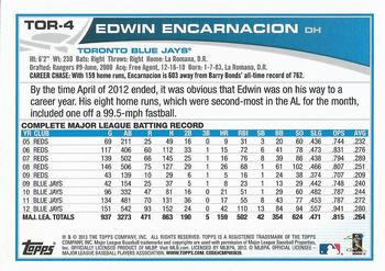 2013 Topps Toronto Blue Jays #TOR-4 Edwin Encarnacion Back