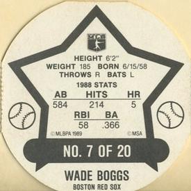 1989 Tetley Tea Discs #7 Wade Boggs Back