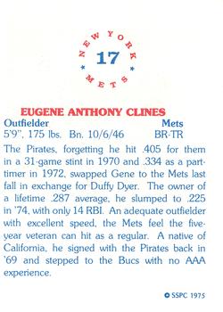 1975 SSPC New York Mets #17 Gene Clines Back