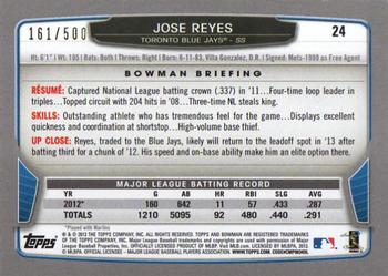 2013 Bowman - Blue #24 Jose Reyes Back