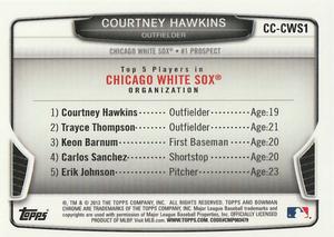 2013 Bowman - Chrome Cream of the Crop Mini Refractors #CC-CWS1 Courtney Hawkins Back