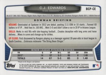 2013 Bowman - Chrome Prospect Autographs #BCP-CE C.J. Edwards Back