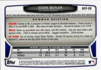 2013 Bowman - Chrome Prospect Autographs #BCP-EB Eddie Butler Back