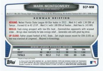 2013 Bowman - Chrome Prospect Autographs #BCP-MM Mark Montgomery Back