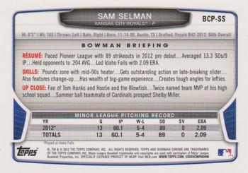 2013 Bowman - Chrome Prospect Autographs #BCP-SS Sam Selman Back