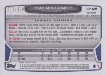 2013 Bowman - Chrome Prospect Autographs Refractors #BCP-MM Mark Montgomery Back