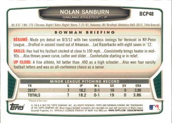 2013 Bowman - Chrome Prospects #BCP48 Nolan Sanburn Back